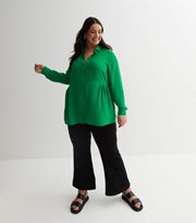 New Look Curves Green Seam Peplum Shirt